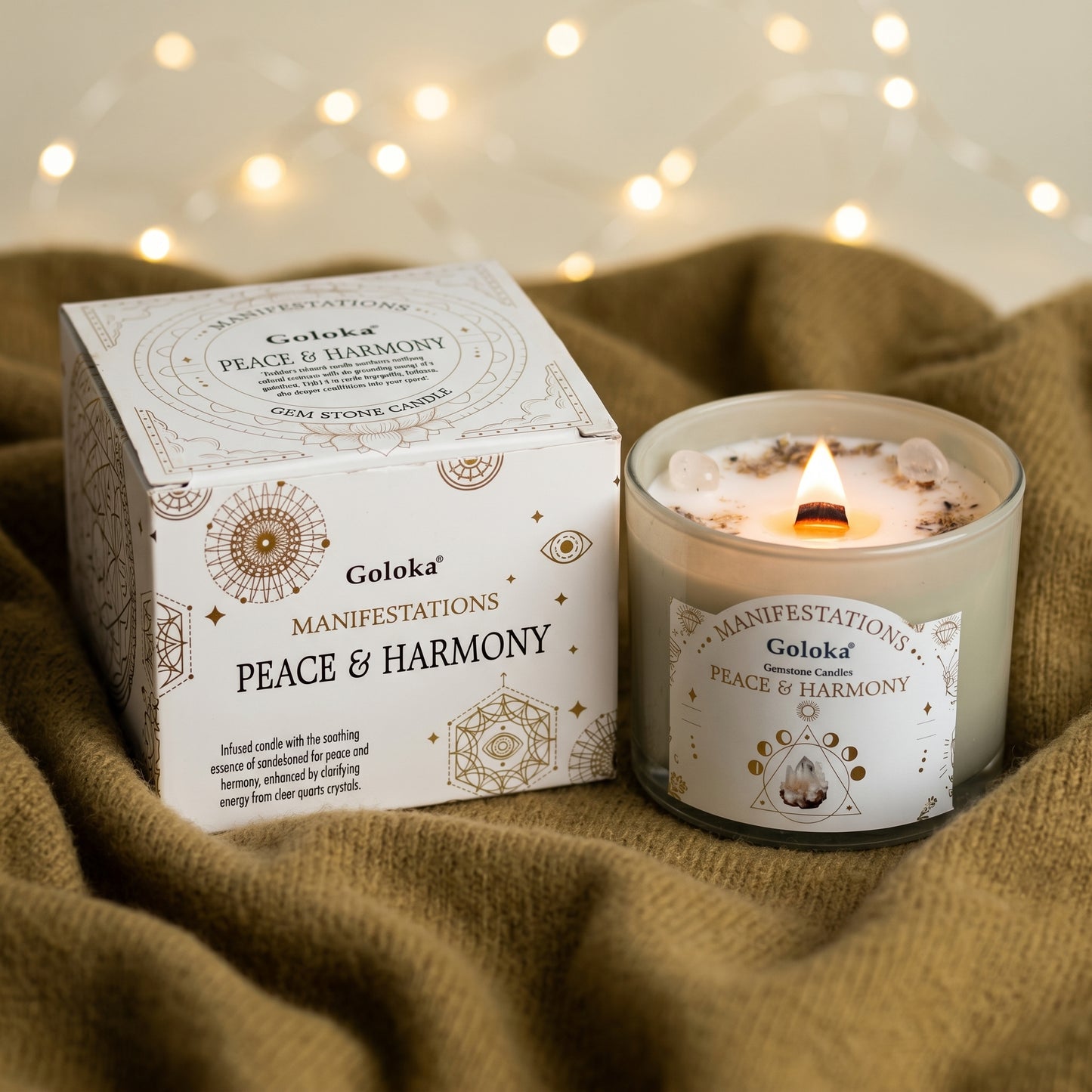 Manifestations Peace & Harmony 9oz Gemstone Infused Candle Pack