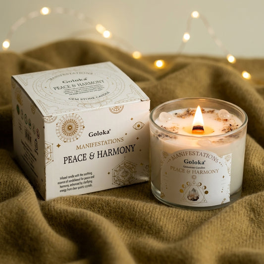 Manifestations Peace & Harmony 9oz Gemstone Infused Candle Pack
