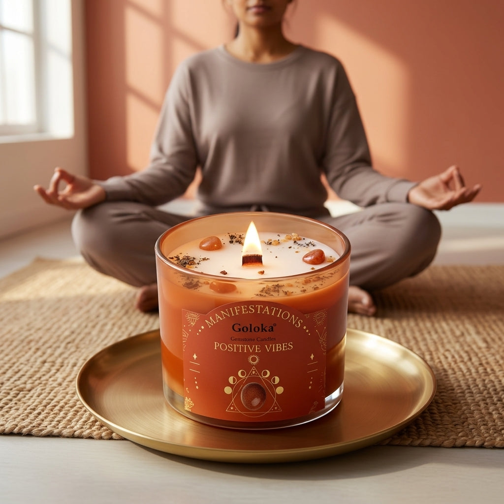 Manifestations Positive Vibes 9oz Gemstone Infused Candle Pack