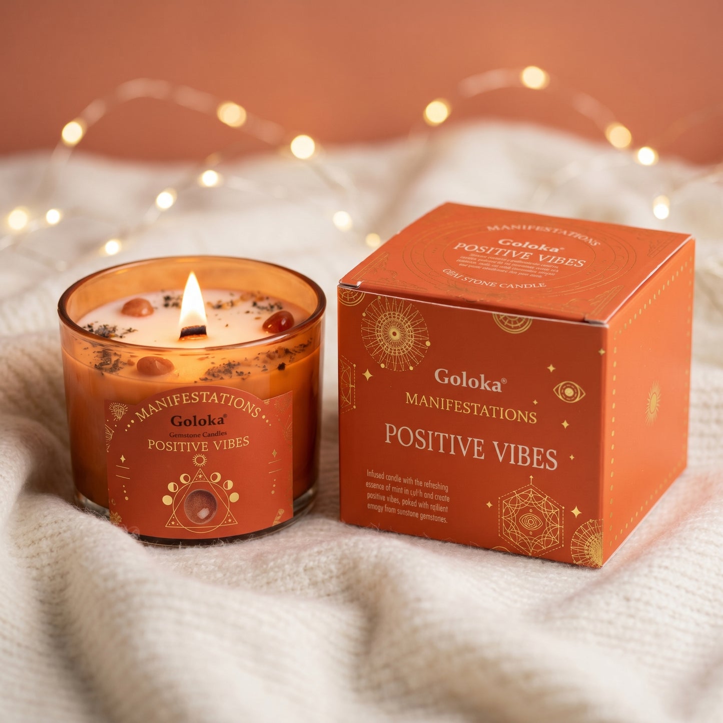 Manifestations Positive Vibes 9oz Gemstone Infused Candle Pack