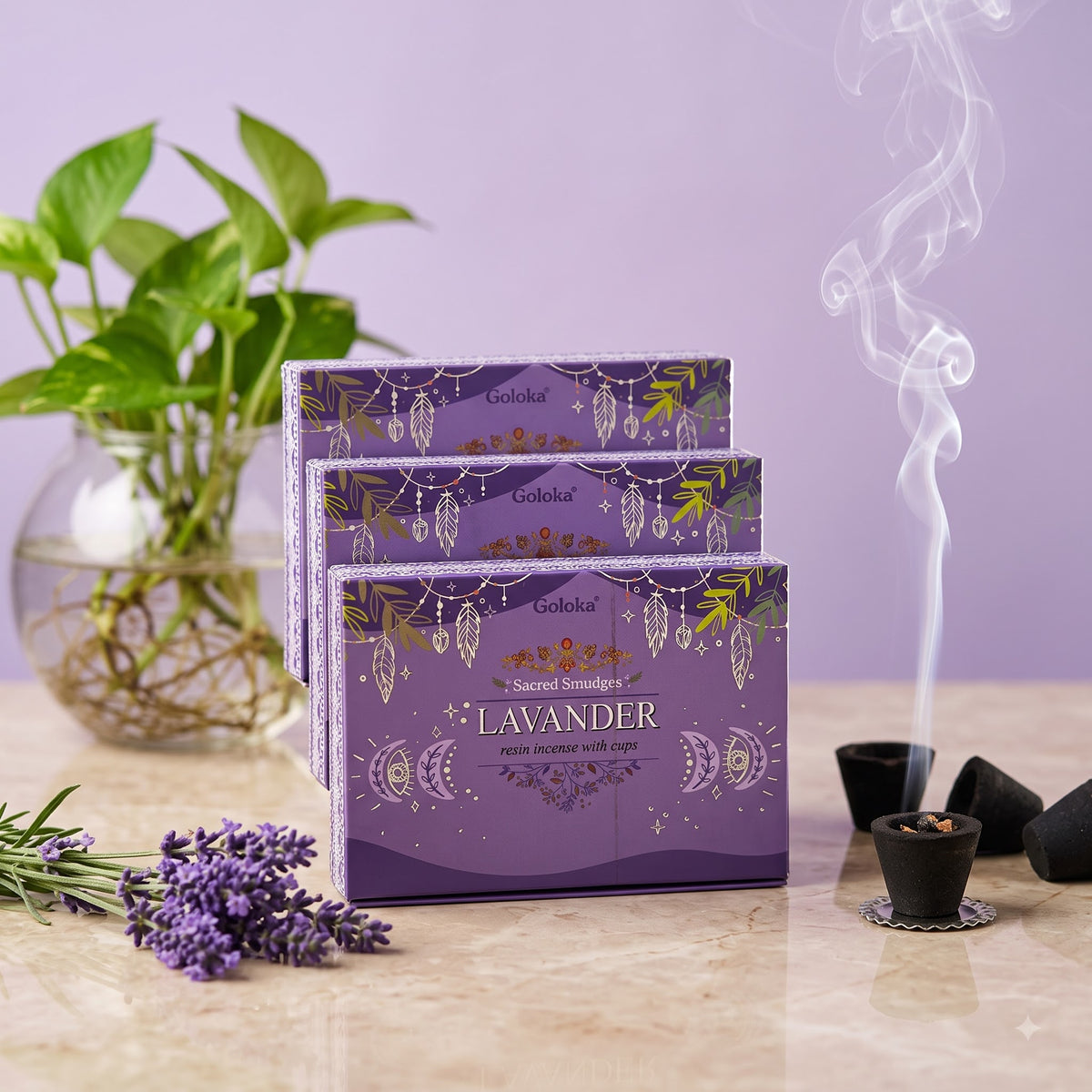 Lavender Cup Sambrani – Pack of 3 – image 2