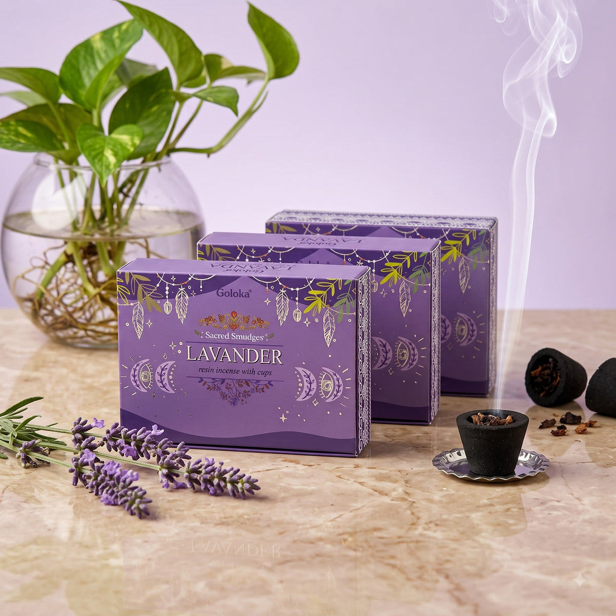 Lavender Cup Sambrani – Pack of 3