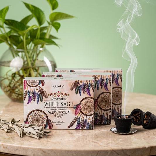 White Sage Cup Sambrani Pack of 3