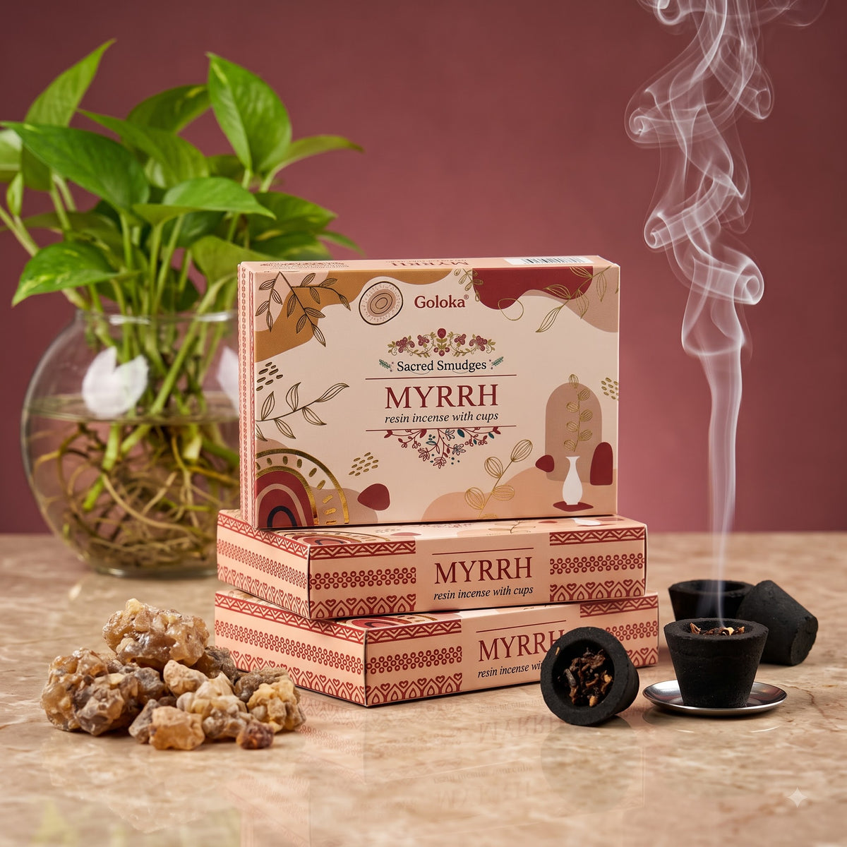 GOLOKA Myrrh Cup Sambrani – Pack of 3 – image 2