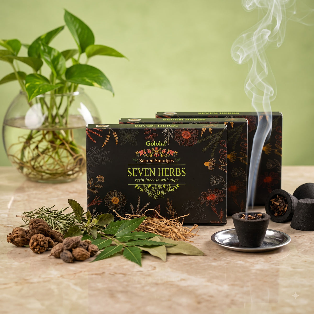 Seven Herbs Cup Sambrani Pack of 3