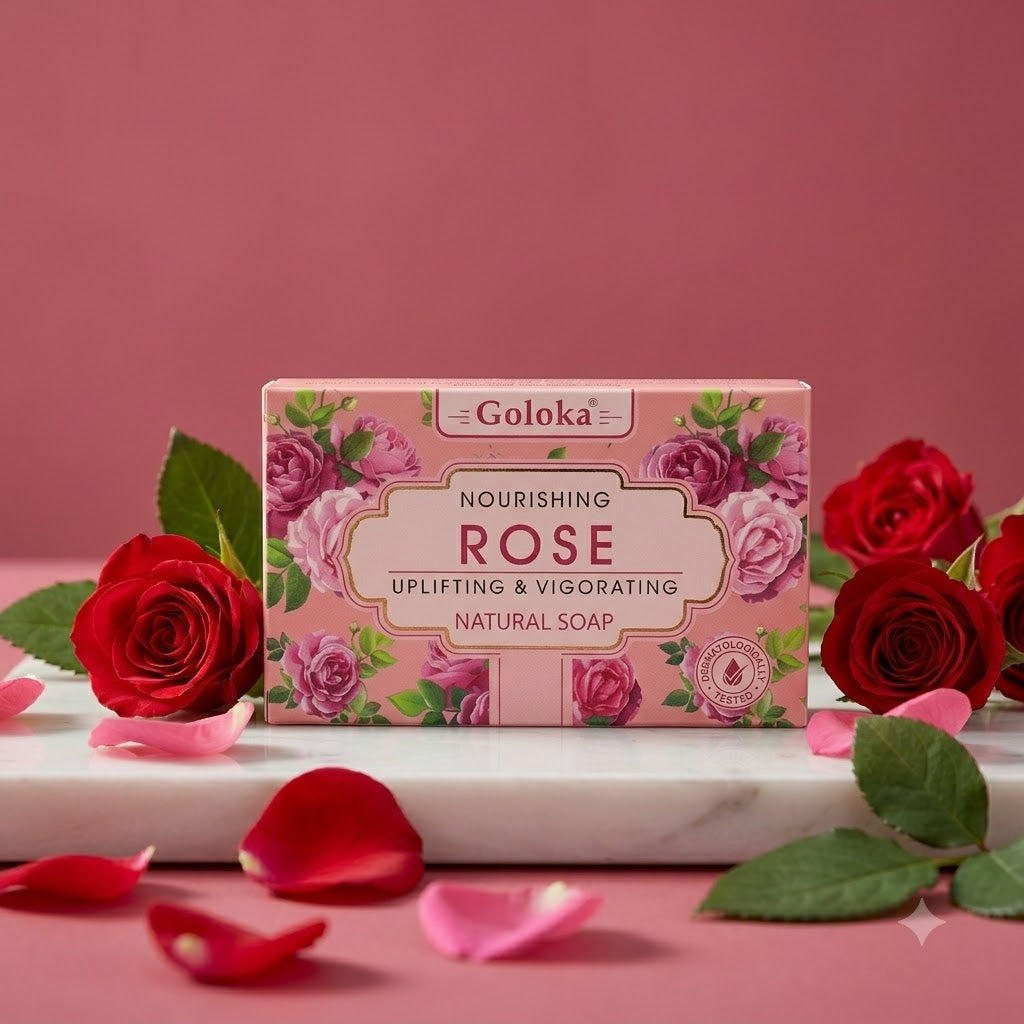 GOLOKA Rose Bath Soap, 75g Each – Floral Fragrance Soap for Daily Bathing & Cleansing, Pack of 3