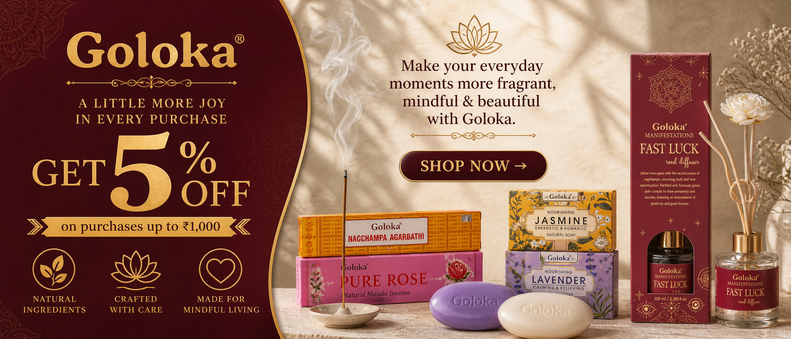 Goloka 5% off promotional banner