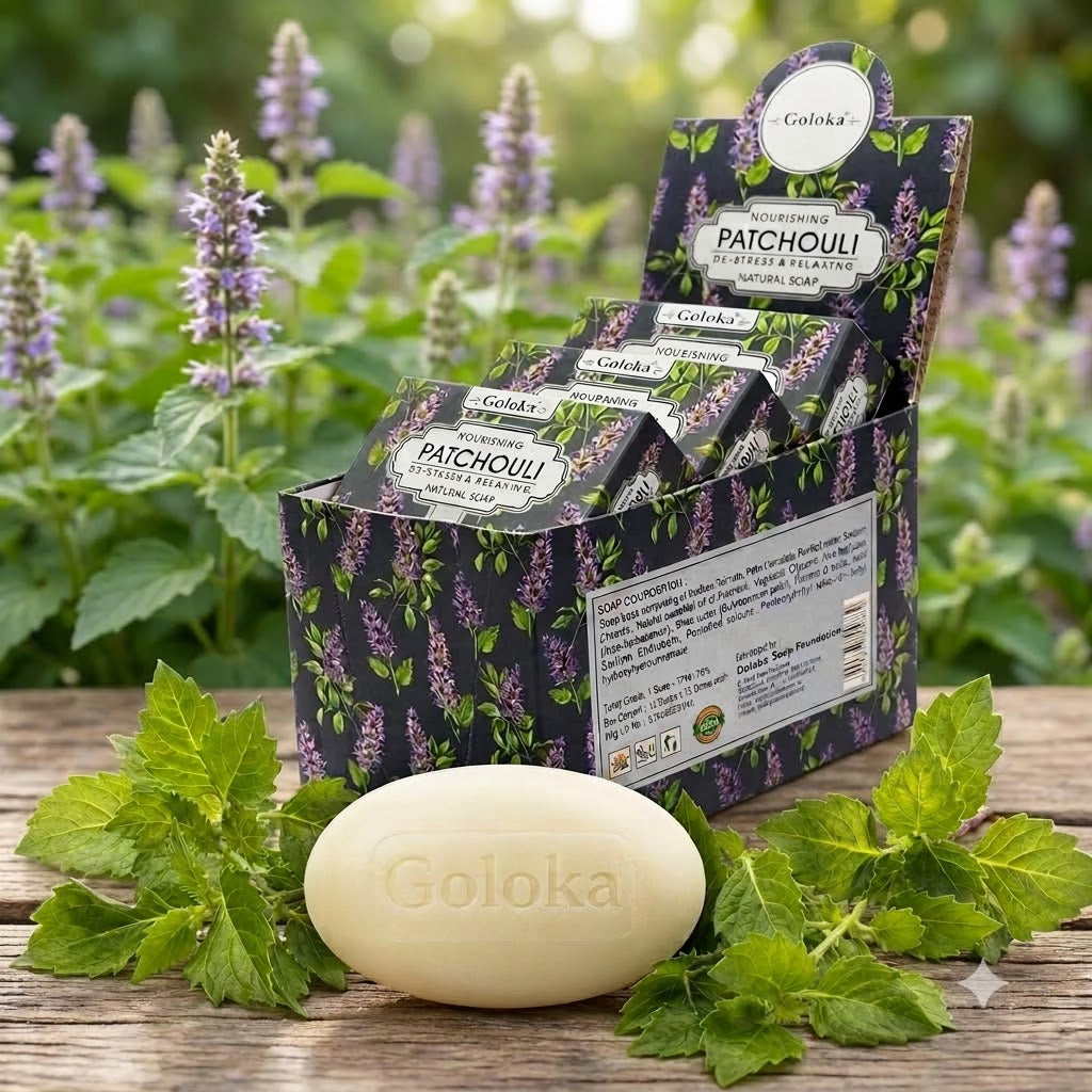 GOLOKA Patchouli Bath Soap, 75g Each – Earthy Aromatic Fragrance Soap for Daily Bathing & Cleansing, Pack of 3