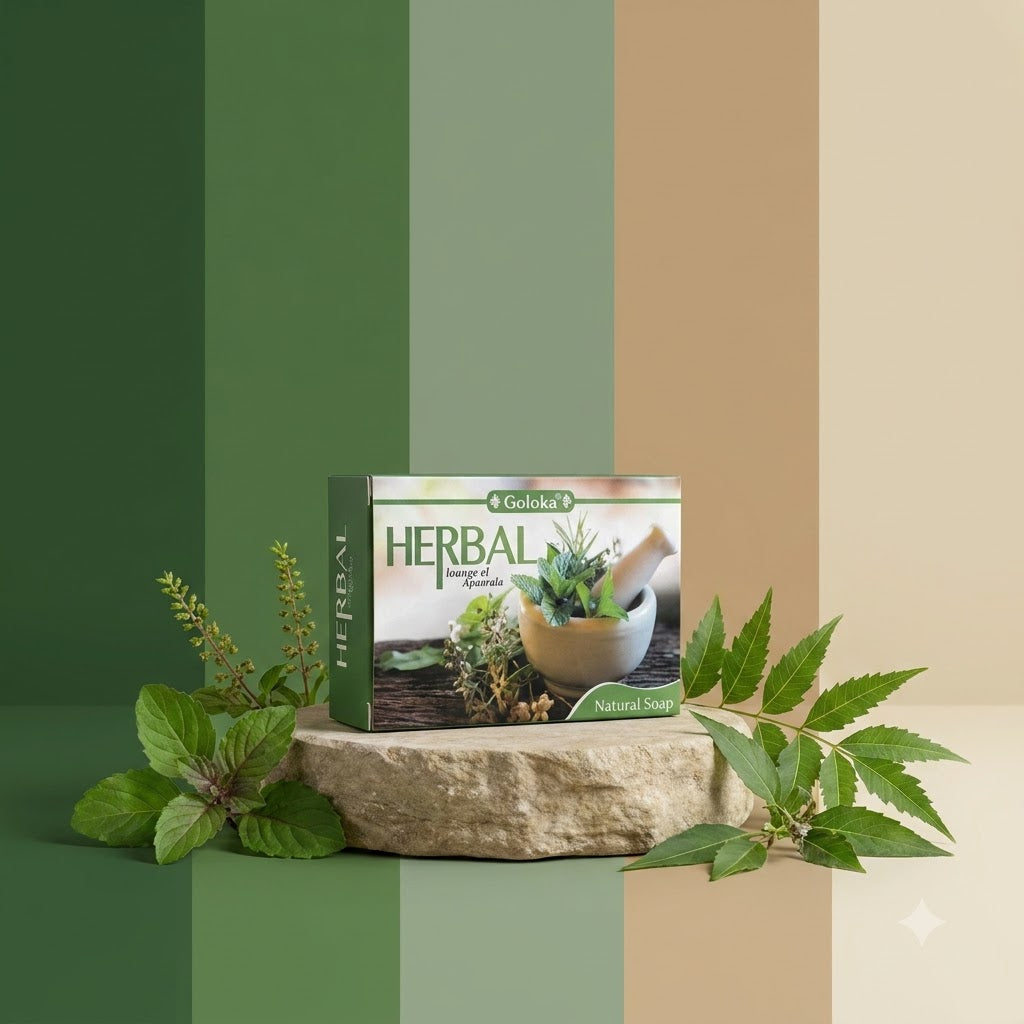 GOLOKA Herbal Bath Soap, 75g Each – Fresh Herbal Fragrance Soap for Daily Bathing & Cleansing, Pack of 3