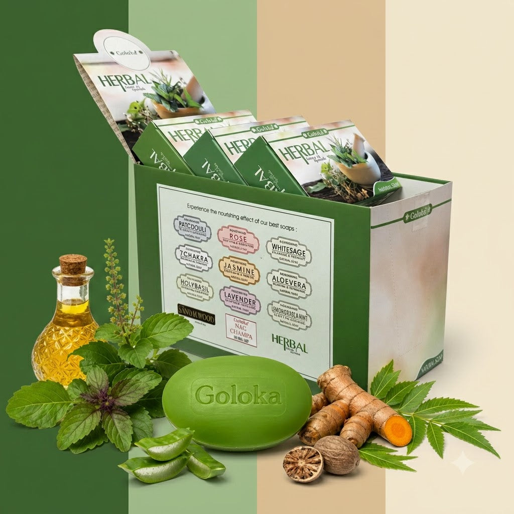 GOLOKA Herbal Bath Soap, 75g Each – Fresh Herbal Fragrance Soap for Daily Bathing & Cleansing, Pack of 3