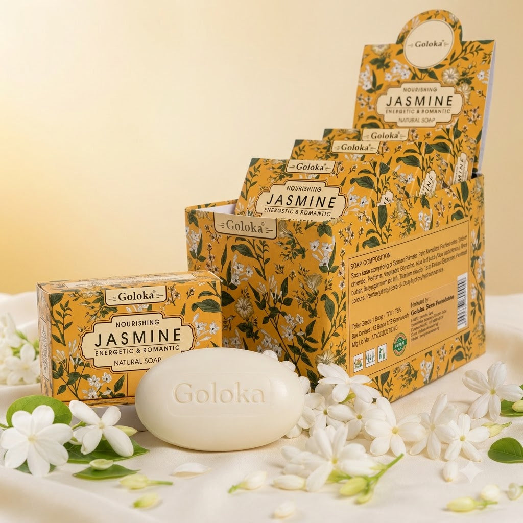 GOLOKA Jasmine Bath Soap, 75g Each – Floral Fragrance Soap for Daily Bathing & Cleansing, Pack of 3